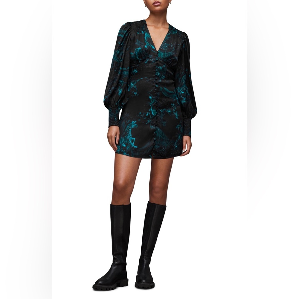 NWOT AllSaints Auden Cosmic Print Long Sleeve Minidress size 0